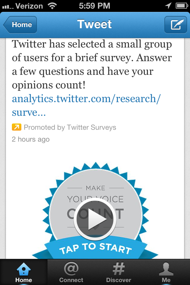 online survey tools, twitter promoted tweet